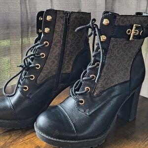 CBG Black and Brown Lace Up Boots with Metal Eyelets